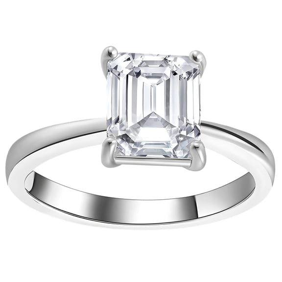 Solitaire 4Ct Emerald Cut Engagement Ring for Women Sterling Silver 8A CZ Ginger Lyne Collection