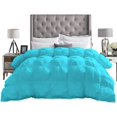 thumbnail image 3 of DNG Creations 3 Piece Luxury Pinch Pleated Comforter Set Premium 800 Thread Count 100% Egyptian Cotton-Twin/Twin XL Size, Solid Turquoise Blue Color, 3 of 5