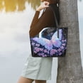 thumbnail image 6 of Tote Bag Aesthetic leather Handbags with Zipper for Women Travel Shoulder Bags Purses with compartment. Transparent Beautiful Butterfly, 6 of 6