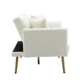 thumbnail image 7 of Convertible Sofa Sleeper with 2 Pillows, Accent Velvet Sofa Upholstered Couch Loveseat with Adjustable Backrest and Golden Metal Legs, Futon Sofa Bed with Square Arm for Living Room, White Teddy, 7 of 7