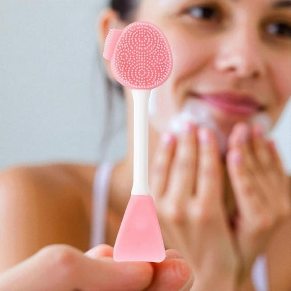 Pink Silicone Cleansing Brush Dual Use Face Cleansing Tool DIY Beauty Mud Mask Makeup Remover