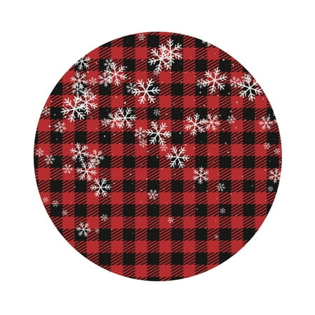 

Salouo Red Buffalo Plaid Print Round Coaster Drink Coasters Leather Bar Beer Beverage Coasters for Drinks Set of 4 for Tabletop Protection Coffee Table Decor