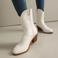 thumbnail image 5 of Women's Cowboy Cowgirl Western Boots Embroidered Stitched Ankle Boots Chunky Heel Fashion Short Booties, 5 of 9