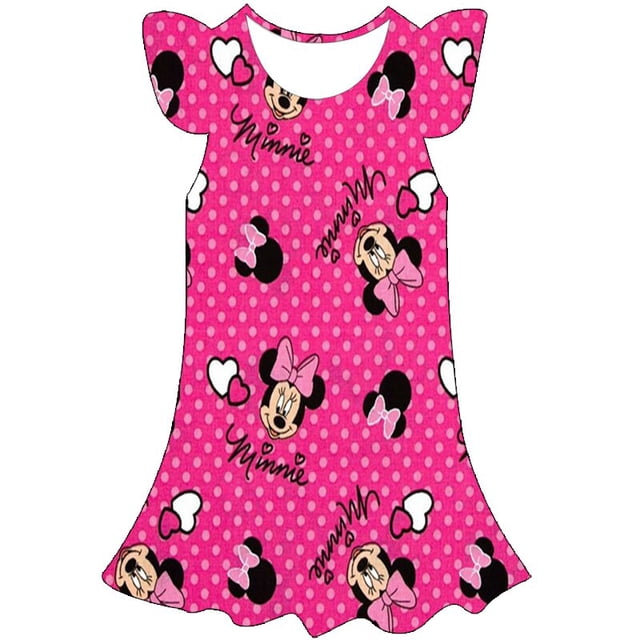 Serie de Disney, vestido de Minnie Mouse, ropa de verano para niños, vestidos para niñas, lindas faldas informales de dibujos animados de una pieza, disfraz 10T Gao Jinjia LED
