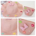 thumbnail image 3 of 56-58cm hat circumference women's sun hat straw hat cute summer sun hat beach hat and straw bag set - pink, 3 of 5