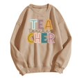 thumbnail image 1 of Chandail en Molleton Imprimé à Col Rond pour Femmes Chandail Décontracté à Manches Longues pour Enseignants Étudiants Vacances Collation des Grades Anniversaire Automne Hiver Blouse Douce et Confortable, 1 of 5