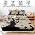 thumbnail image 5 of Queen Size Fitted Sheet Set - Halloween 3 Piece Bedding Sets 16" Deep Pocket Fitted Sheet with 2 Pillowcases, Fall Rustic Trees Bats Pumpkins Horror Beige Brushed Microfiber Hotel Luxury Bed Sheets, 5 of 9