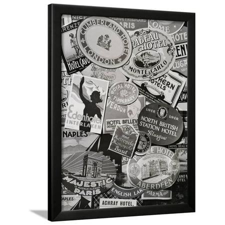 European Hotel Labels Framed Print Wall Art By Philip