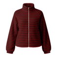 thumbnail image 6 of LUVDA Women's Stripe Fleece Jacket Full Zip Stand Collar Cozy Casual Fall Winter, 6 of 9