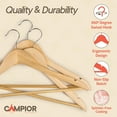 thumbnail image 4 of Natural Wooden Hangers 100 Pack – Heavy-Duty with 360° Swivel Hook, Non-Slip, Pants Bar & Shoulder Grooves - Wooden Hangers for Suits, Jackets, Dresses & Camisoles, Space-Saving and Smooth Finish., 4 of 8