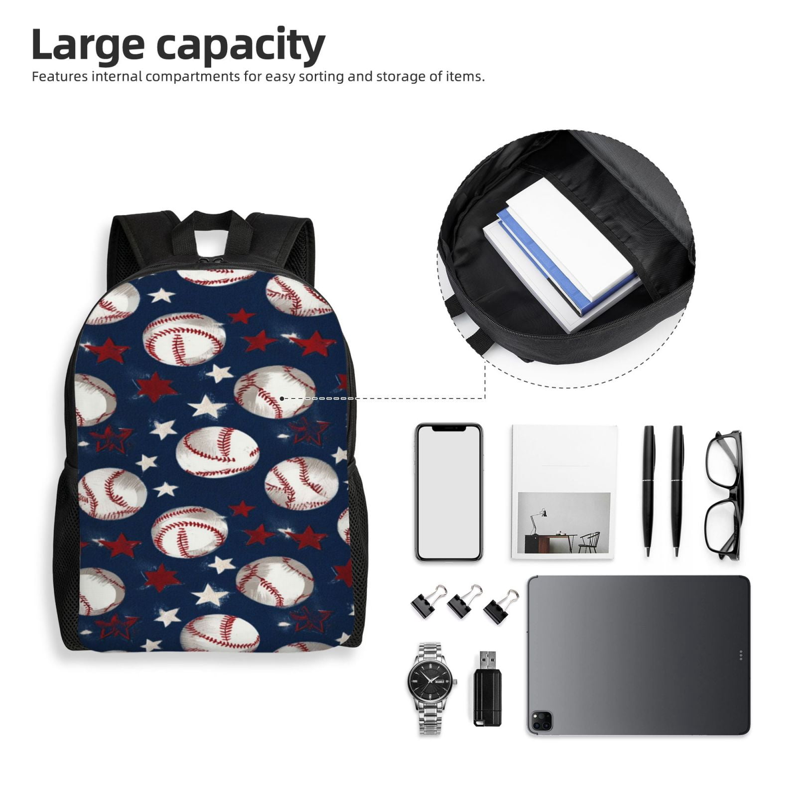 Baseball Backpack Double Shoulder Backpack Durable, Spacious, Ergonomic Design for Travel, Work & Outdoor Use