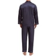 thumbnail image 3 of INSPIRAR CHIC Conjunto de Pijamas de 2 Piezas para Hombre con Botones y Estampado, Patrón Casual, Color Azul Marino, 3 of 6