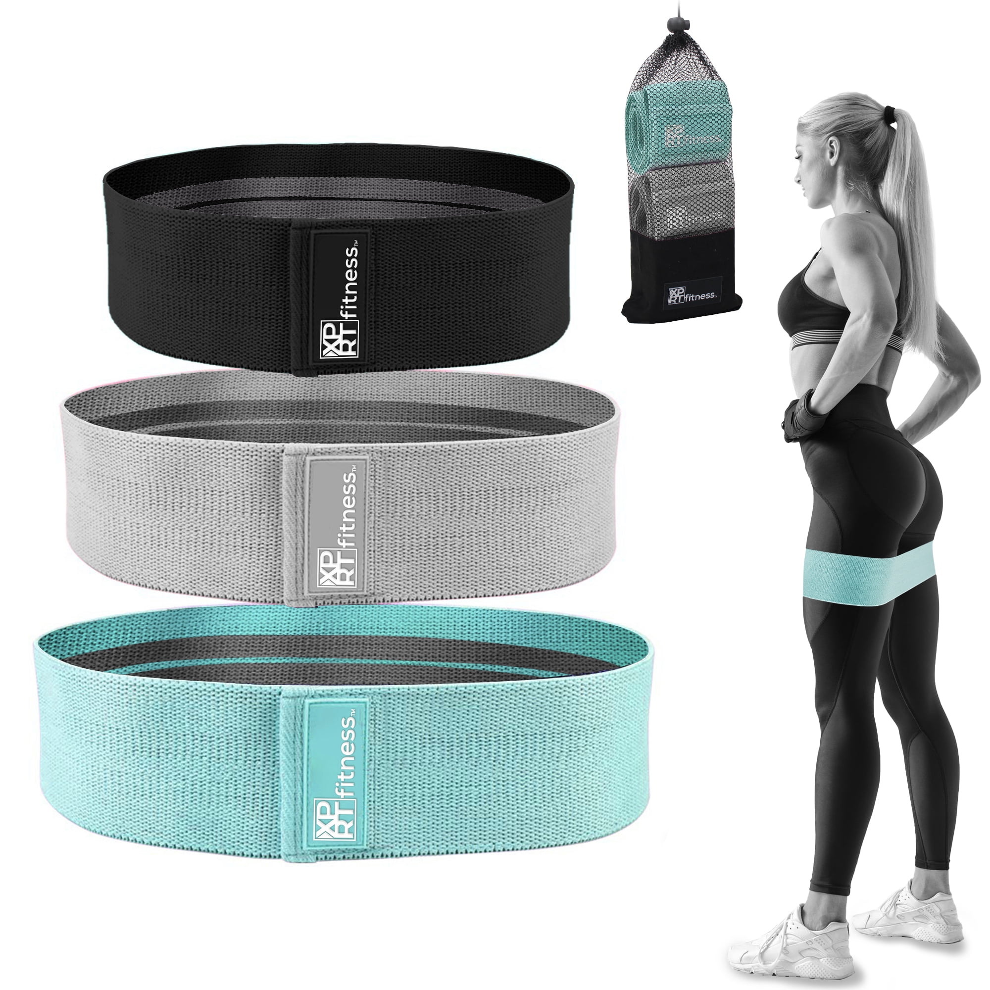 Details about   Resistance Bands Set of 3 For Booty Butt Hip Anti Slip Bands Set w/ Carry Bag 