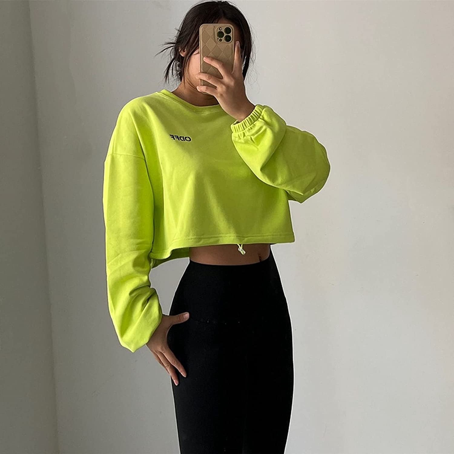 neon green crop top hoodie