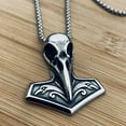 thumbnail image 2 of GKNET Mens Stainless Steel Norse Viking Crow Bird Raven Skull Pendant Necklace, 2 of 6