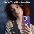 thumbnail image 3 of Hotpom for iPhone 13/ iPhone 14 phone Case Heavy Duty Shockproof Dust/ Drop Proof Full Body Protection Anti-Fingerprint with Black Belt Clip for Men/Women, Purple/ White, 3 of 6