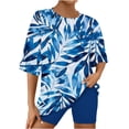 thumbnail image 1 of Ensembles de Pyjama pour Femmes 2 Pcs, Ensemble 2 Pcs pour Femmes Uni à Manches Courtes avec Bordure en Laitue Haut et Short Tenue de Pyjama, 1 of 6