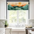 thumbnail image 3 of Green Orange Mountain Kitchen Valances for Windows 42x12 Inch Kitchen Curtains Valances Rod Pocket Sunset Birds Abstract Art Bathroom Window Valances for Window Treatment Decor, 3 of 6