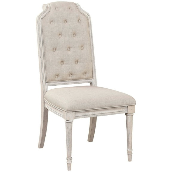 ACME Wynsor Side Chair (Set-2), Fabric & Antique Champagne