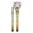 thumbnail image 3 of Clara Pucci 18K Yellow/White Gold Round Cut 1.5Ct Simulated Pink Diamond Engagement Ring + Matching Band - Luxury Box Included, 3 of 7