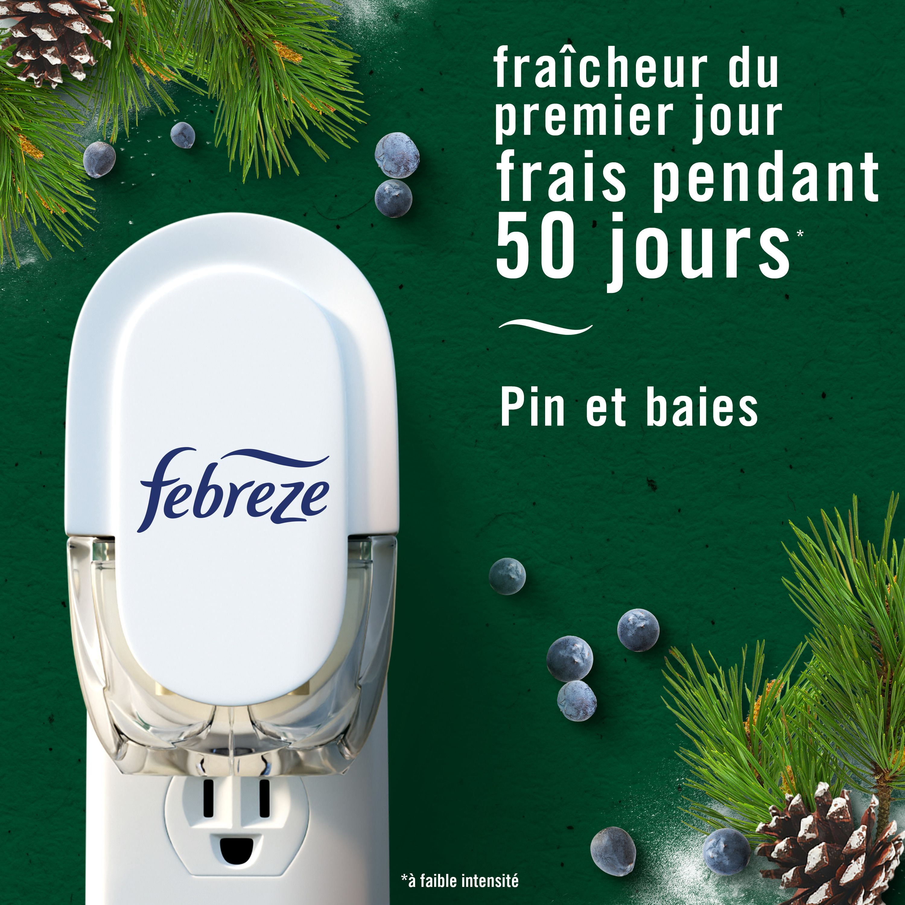 Febreze Plug In Air Freshener, Odor-Fighting Scented Oil Refill, White Pine & Berry, 4 Refill