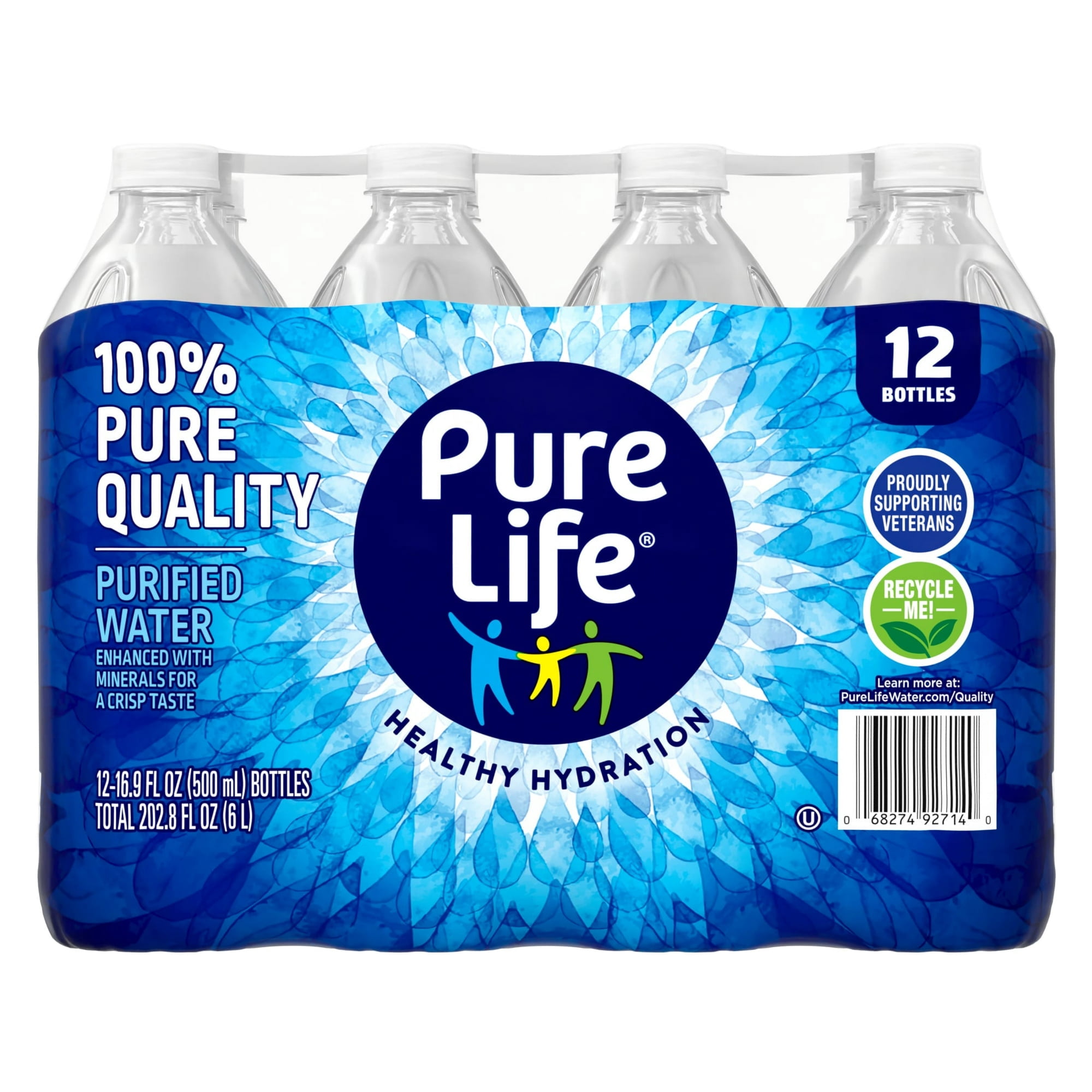 (2 Pack) Pure Life Purified Water, 16.9 Fl Oz, 12-Pack Plastic Bottles