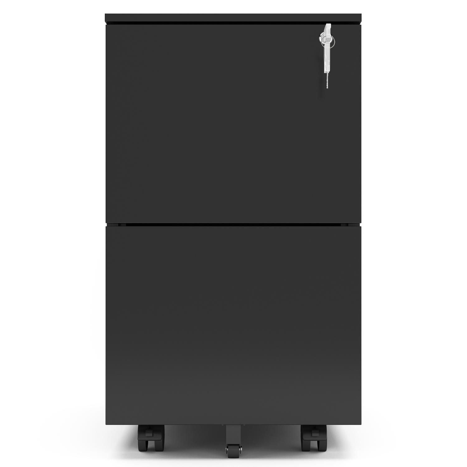 Kepooman 2-Drawer Mobile Steel File Cabinet with Lock for Legal/Letter Size, 15"L x 19.6"W x 24.4"H, Black