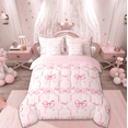 thumbnail image 3 of Manfei Girly Bowknot 7 Pieces Bedding Comforter Set,Ribbon Bow Kawaii Full Bedding Set For Kids Girls Women Reversible, 3 of 10