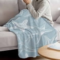 thumbnail image 3 of Blue White Starfish Blanket Soft Cozy Warm Throw Blanket for Couch, Plush Fuzzy Flannel Fleece Blankets for Sofa, Coastal Ocean Summer Sea Nautical Bed Blankets Lightweight Gifts for Women, 50"x80", 3 of 9