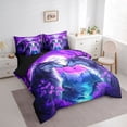 thumbnail image 3 of Homewish Romantic Couple Wolf Twin Bedding Sets 7-Piece for Teen, Mystic Purple Galaxy Moon Bedding Comforter Set, Cartoon Animal Reversible Sheet Sets, Ultra Soft Bedroom Decor, 3 of 7