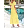 thumbnail image 2 of PRETTYGARDEN Summer Dresses for Women Eyelet Square Neck Puff Sleeve Smocked Wedding Guest Maxi Dress with Pockets, 2 of 8
