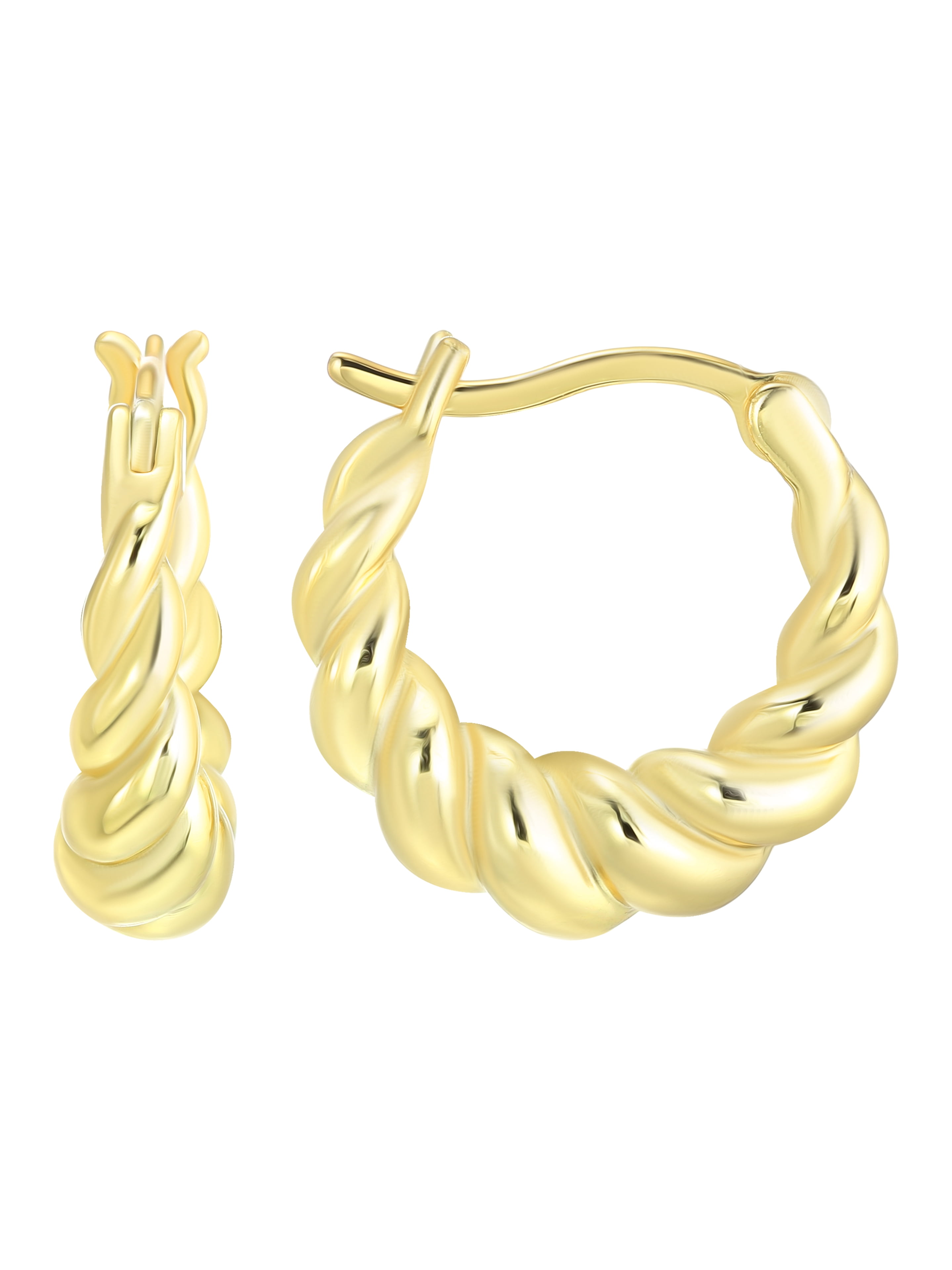 Believe by Brilliance Women's Four Pair Earring Set with Cuff in 14KT Gold Flash Plated Brass
