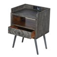 thumbnail image 4 of Shon 25 Inch Raised Top Wood End Side Table Nightstand with USB, Power Outlet, Distressed Gray, 4 of 5