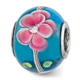 thumbnail image 1 of Perle en Verre Bleu & Rose Floral CZ Reflections Argent Sterling, 1 of 1