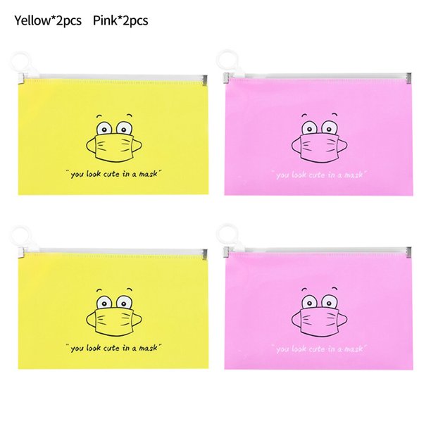 Advancent Mascarilla Soporte Bolsa Joyas Anillos Pendientes Máscaras Almacenamiento PP Bolsa Diseño de dibujos animados 4 piezas Blanco 2 piezas Rosa 4 Escalada 2*amarillo+2*rosa Advancent OD000400-03B