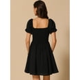 thumbnail image 4 of DARING DIVA Corset Short Square Neck Puff Sleeve Floral Lace Up Dress S Black, 4 of 6