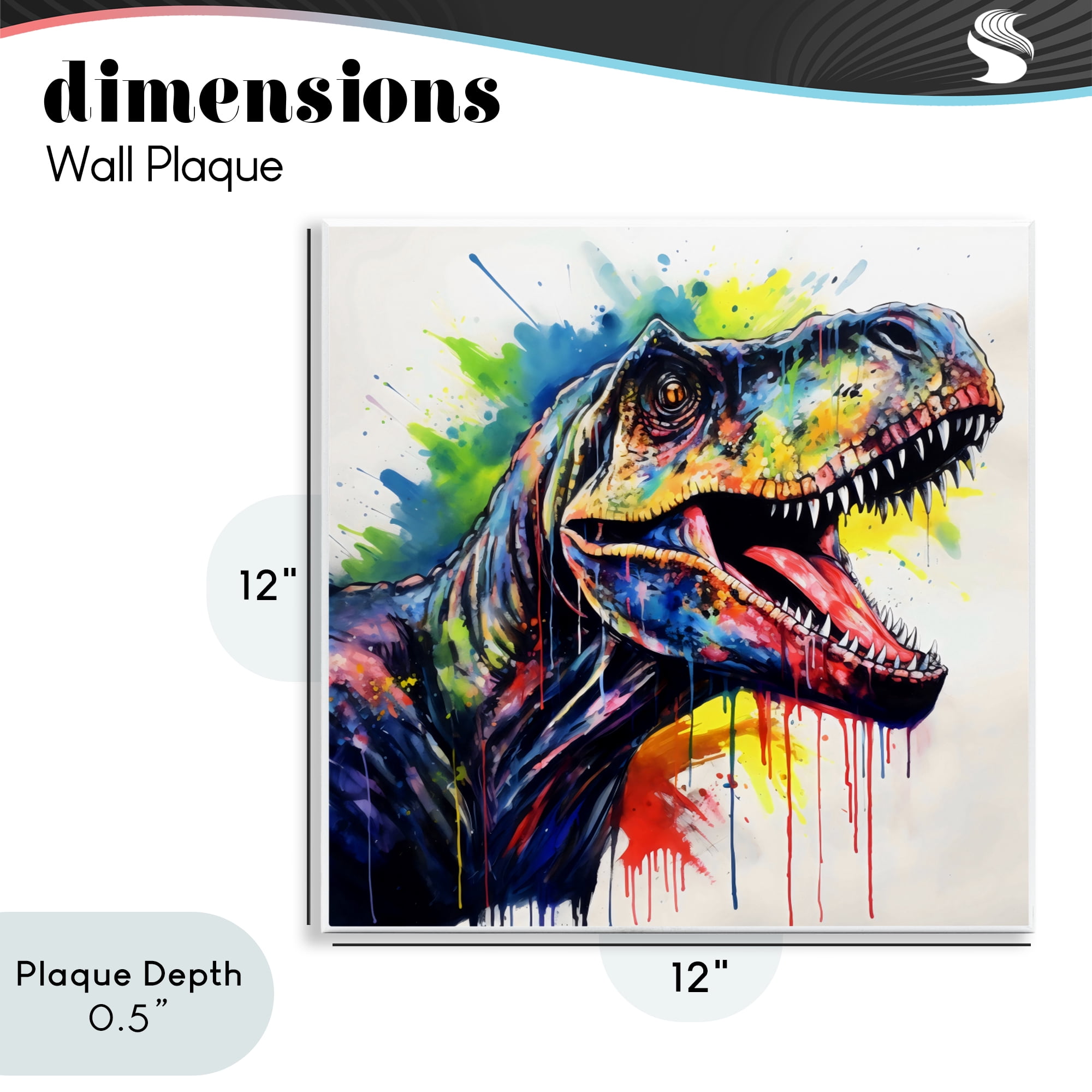 Stupell Industries Colorful T-Rex Roaring Wall Plaque Art, design by Creative Studio