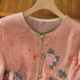thumbnail image 6 of VNKIDY Womens V Neck Three Quarter Sleeve Floral Print Blouse With Embroidery Knot Button Closure Loose Fit Breathable For Casual Wear Soft Top, 6 of 8