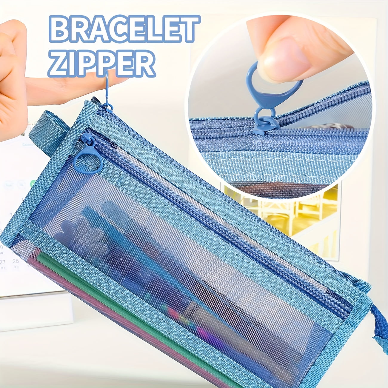 1Pcs/1Pcs Clear Double-layer Pencil Pouch Marker Pouch, Travel Makeup Bag, Cute Transparent Stationary Organizer Pen Bag for Adult Office College