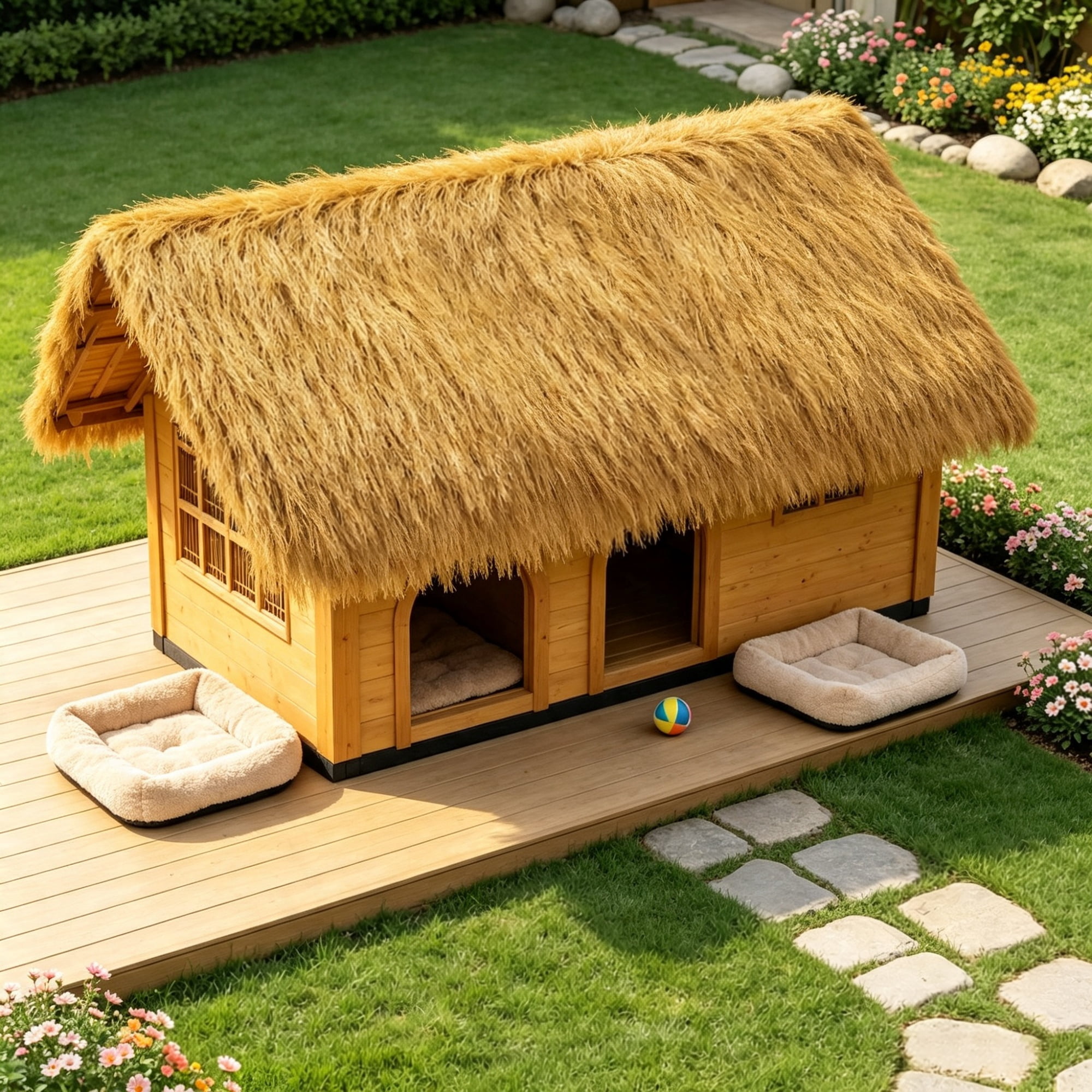 Waterproof Artificial Thatch Roof Roll (1.3 x 3.9 ft) for Bar & Tropical Decor(Only artificial thatched roof roll)