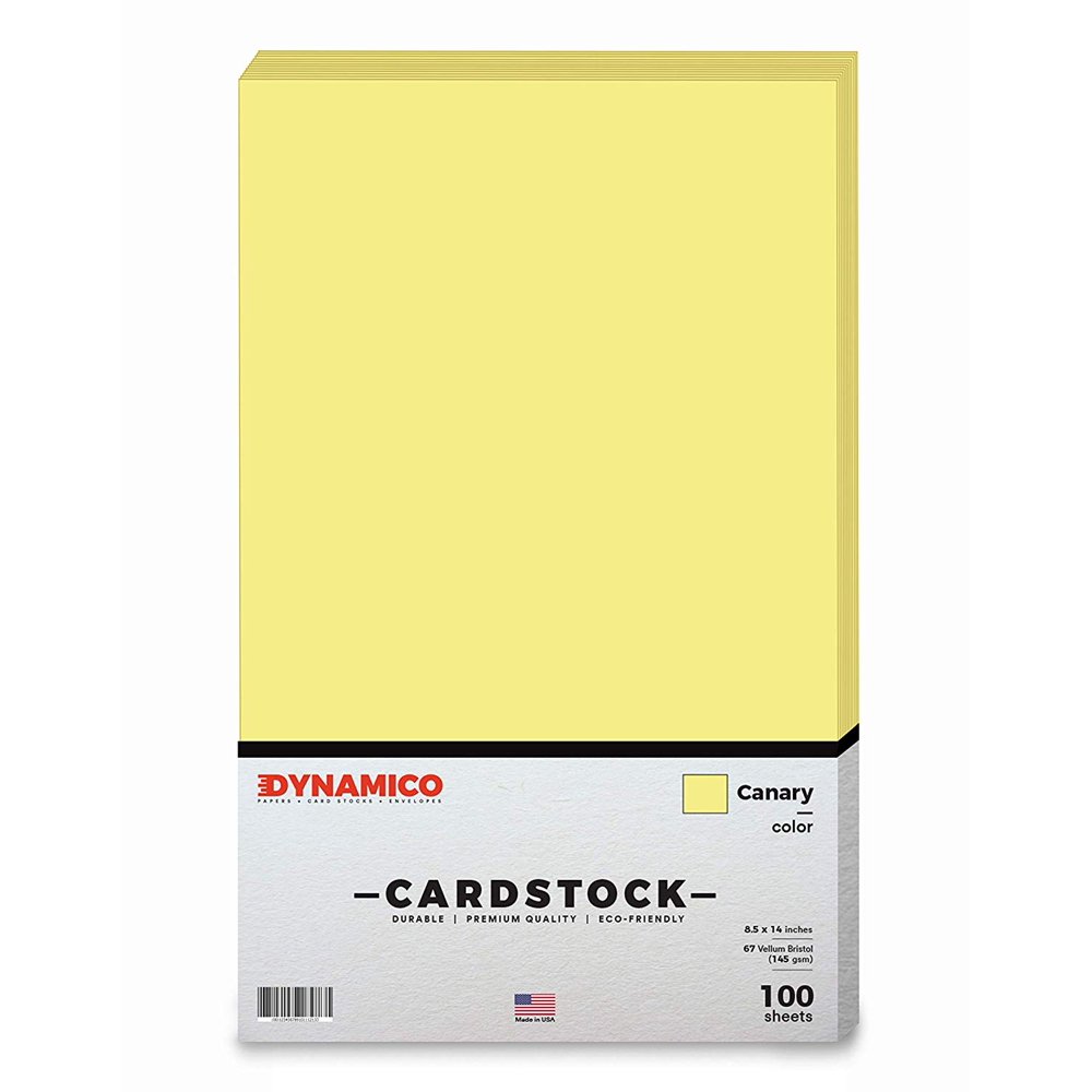 Canary 8.5 x 14" Pastel Color Cardstock Paper for Cards and Stationery Printing Medium to