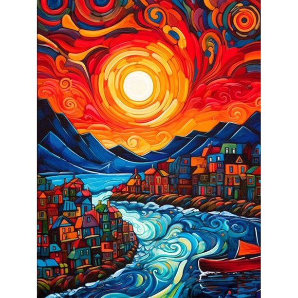 A4735 Lleno Diamantes Serie Paisaje La La Bahía Luoxia Resina 30 * 40 CM