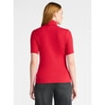thumbnail image 3 of Time and Tru Women's Rib Turtleneck Top with Short Sleeves, Sizes XS-XXXL, 3 of 5