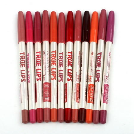 Tebru Lip Cream, 12 Colors Waterproof Matte Long-lasting Lip Line Lipstick Pen Set Cosmetics Makeup Tool, Lip