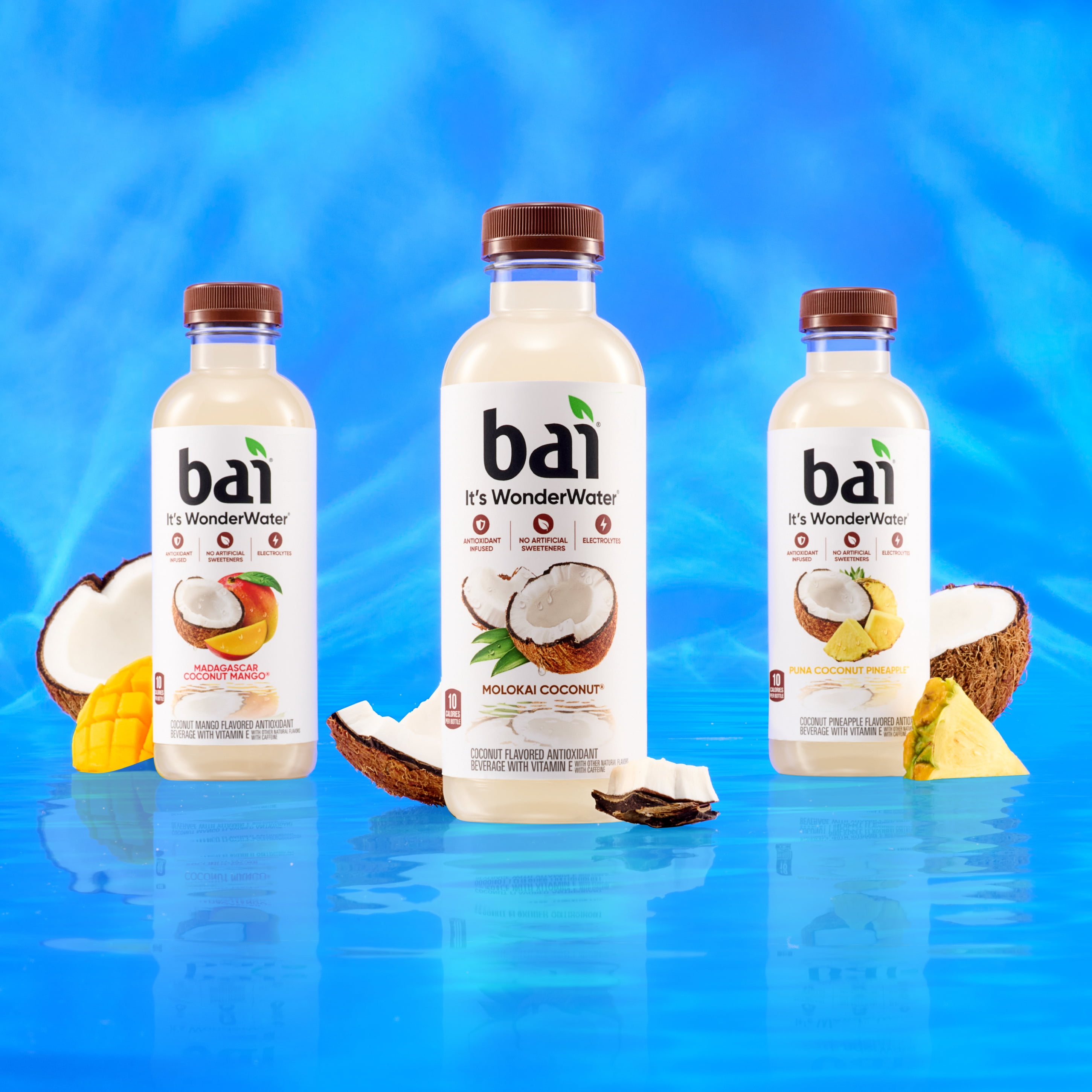 Bai Puna Coconut Pineapple Antioxidant Infused Water Beverage, 18 fl oz, 12 Pack Bottles