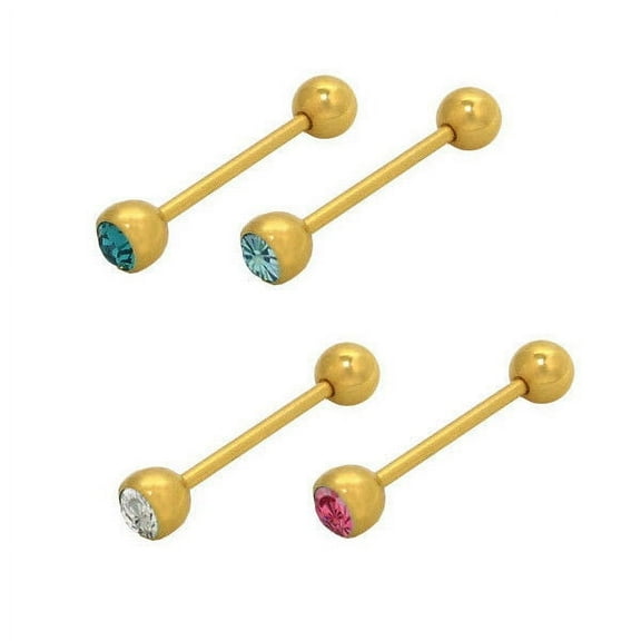 Gold Plated Tongue Ring Jewel