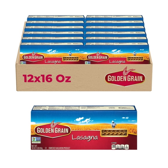 Golden Grain Lasagna, 12-Pack (16 oz Each) – Pasta for Classic Italian Baked Dishes