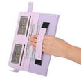 thumbnail image 6 of Case for Samsung Galaxy Tab S9 FE+/S9+/S10+, Folio Stand PU Leather Cover with Shoulder Strap&Handstrap with elastic, Multi-Card Slots Cash Pockets Pen Slot Envelope Pocket Wallet Case, Purple, 6 of 10