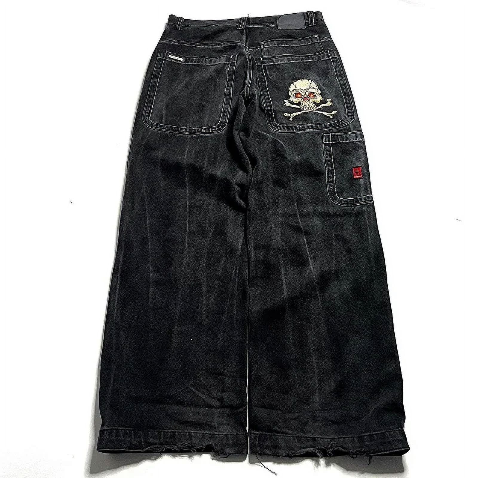 JNCO Jeans New Harajuku Retro Skull Embroidery Baggy Jeans Womens