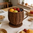 thumbnail image 1 of Coffee Cup Shaped Storage Basket Decorative Rattan Style Organizer with Handle for Kitchen Counter Coffee Bar Living Room Small Items Storage and Display Holder for Home Decor Accent, 1 of 6